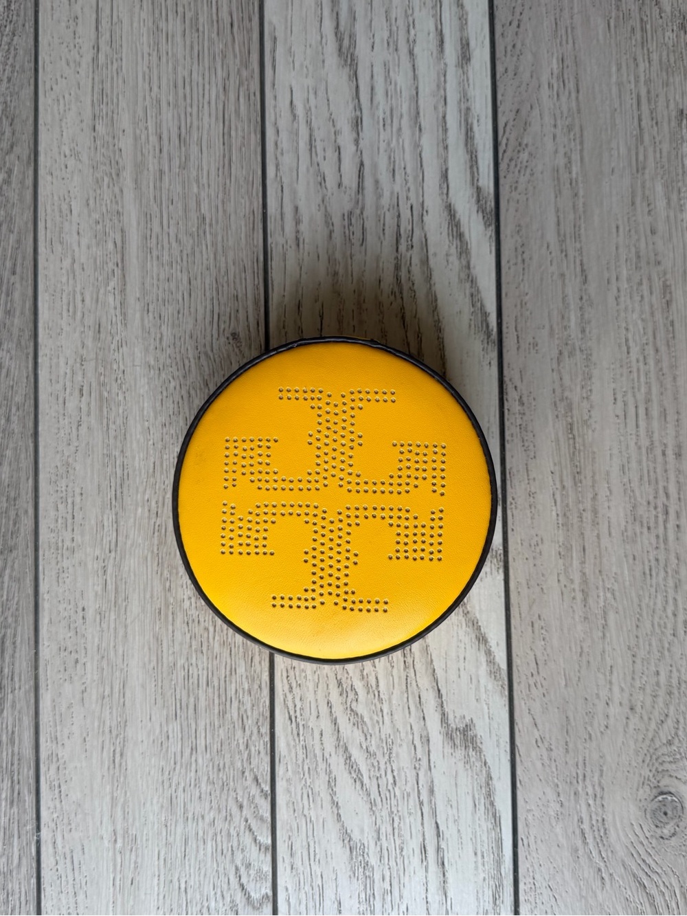 Tory Burch Round Yellow Pounch with Black Trim New